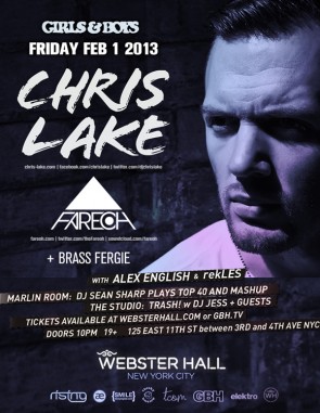 CHRIS LAKE FAREOH BRASS FERGIE ALEX ENGLISH & REKLES FRIDAY FEB 1 AT WEBSTER HALL