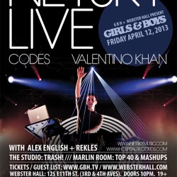 NETSKY LIVE FRIDAY APRIL 12 AT WEBSTER HALL Belgium's incredibly successful Drum'n'Bass talent, Netsky (Hospital Records) is coming to play for us at Webster Hall this Friday... We've been waiting for this one for a while - check out some of his work here here and here - amazing stuff. Codes & Valentino Khan will also be spinning