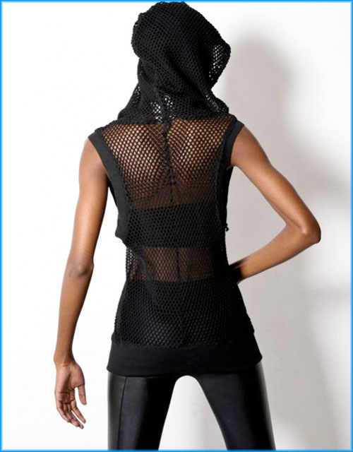 oak black label black mesh sleeveless slouch hoodie 