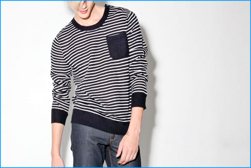 Micah Cohen's Shades of Grey Navy Striped Naval Sweater