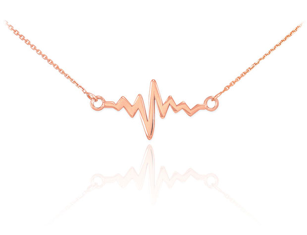 14K-Rose-Gold-ECG-Heart-Beat-Wave-Pendant-ECG-Technician-Necklace