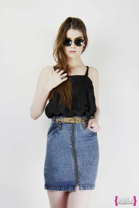 Throwback Thrills Belted Denim Mini Skirt (Light Denim) · NanaMacs