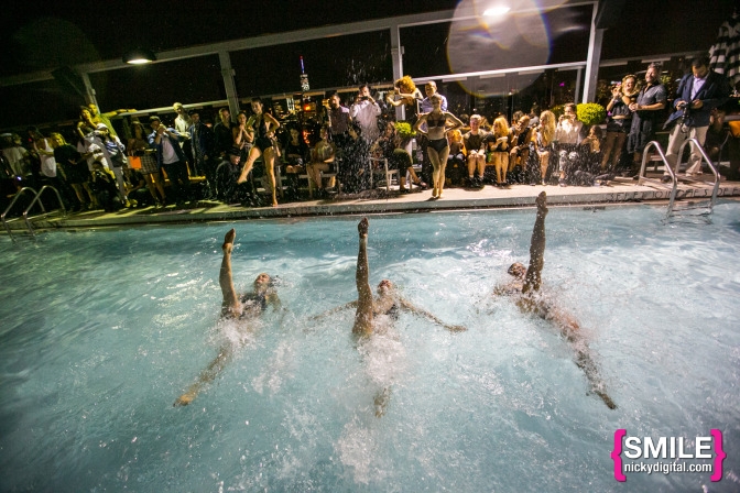 Aqualillies synchronized swim performance in BOND by Chromat