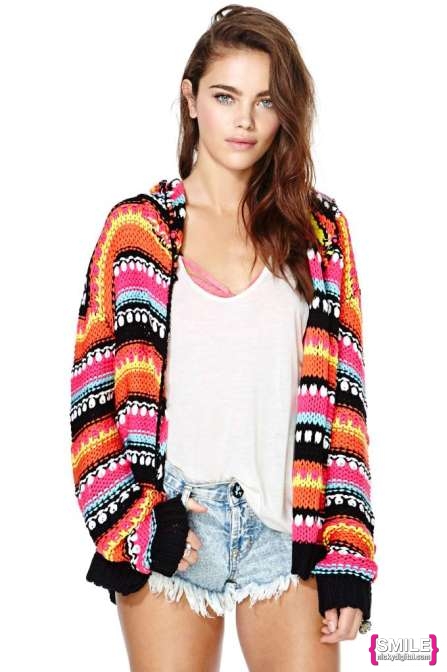 Rainbow Cardigan Sweater by UNIF Clothing