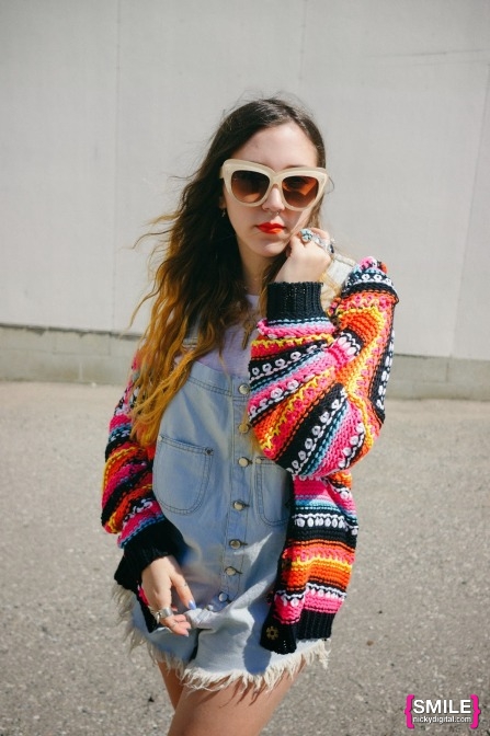 Rainbow Cardigan Sweater by UNIF Clothing