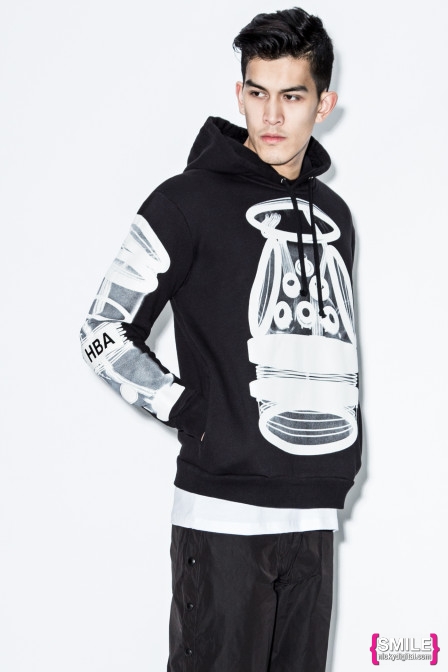 Black and White Graphic Hoodie by Hood By Air.